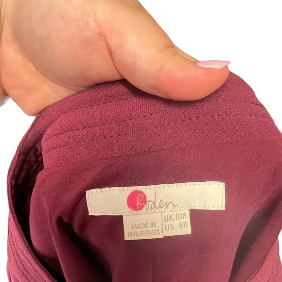Boden Addie Burgundy Tie Waist Dress Size US 6R - Picture 12 of 13
